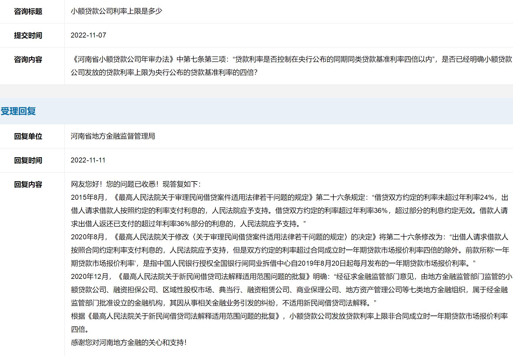 小额贷款公司利率上限是多少？司法实践中不应超过年化24%